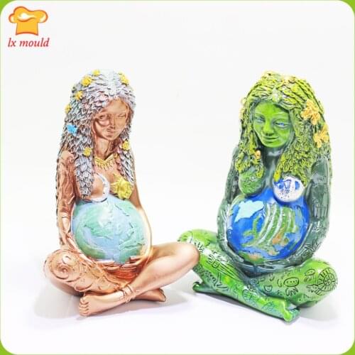 New 3D Mother Earth Silicone Molds Statue Resin Art Goddess Home Decoration Moulds