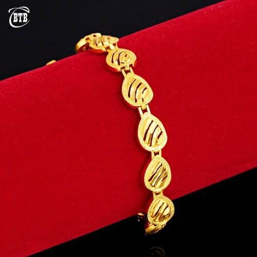 New Fashion High Quality Dubai Gold Bracelet Womens Charm Water Drop Shaped Bracelet Arabian Bride Wedding Jewelry Gift