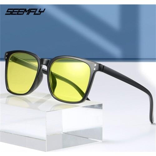 Seemfly Classic Night Vision Discoloration Sunglasses Men Women Vintage Anti Blue Light Sun Glasses Outdoor Travel Goggle UV400