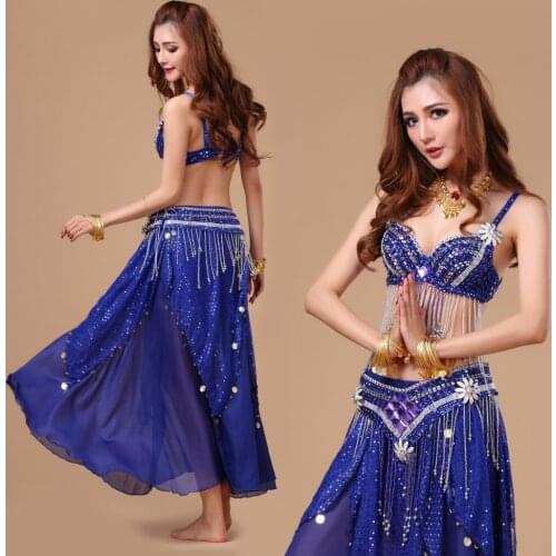 Belly Dancing Clothes Bra&Belt&Skirt Women Bellydance Lady Bollywood Dance Costumes Indian Dresses Danza Tribal Belly-dance