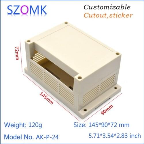 1 pcs, 145*80*72mm szomk plastic box for electronics project din rail enclosure cabinet abs case wall mounting plastic box