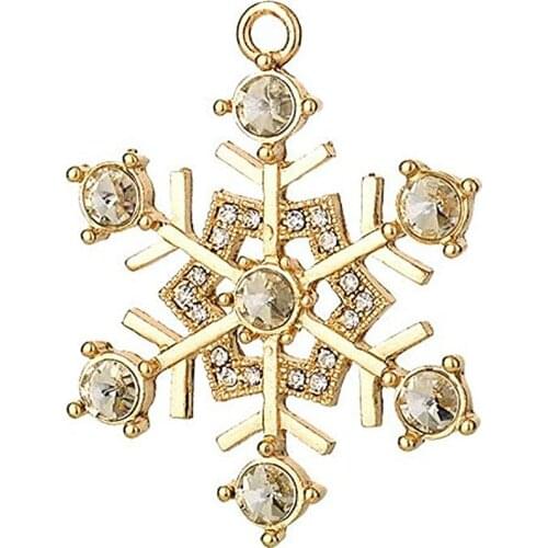 Metal clear crystal Snowflake Charms snow pendants Christmas tree party decor jewelry accessory fit diy
