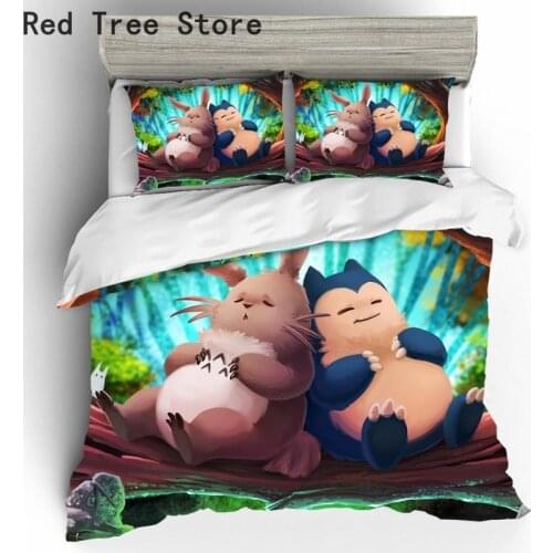 Totoro Print Cartoon Duvet Cover Home Textile Bed Linen Cute Bed Sets For Kids With Pillowcase Drop Ship 3d Anime Bedding Set