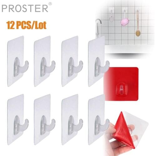 Proster 12 pcs for miracle hooks transparent wall hooks on self adhesive pad adhesive hooks without drilling