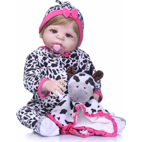 Realistic about 22" Handmade Full Silicone Lifelike Newborn Baby Doll Reborn Soft Silicone Vinyl Gift for Girls or Boy