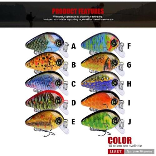 Mounchain 28.5mm/1.95 g Fishing Lures 0.2-0.6 m Diving depth Swing Baits with 12# Fishhook Simulation Fishes Fishing Accessories