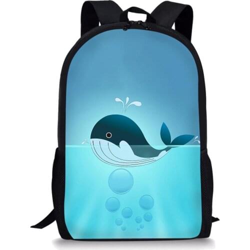 Cartoon Dolphin Boys Girls School Backpacks Children Shoulder Book Back Pack Teenager Kid Whale Bookbag Animals Printed