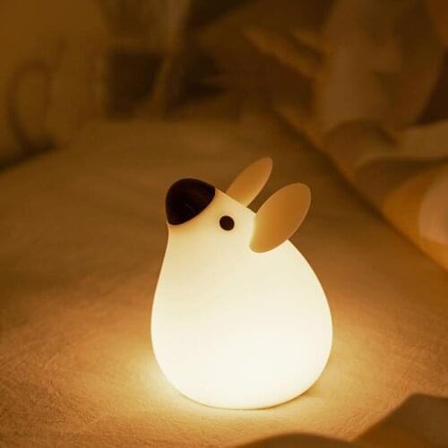 Mouse Silicone Night Light Rechargeable Bedroom Bedside Breastfeeding Care Sleeping Childrens Table Lamp Unplugge Home Decora