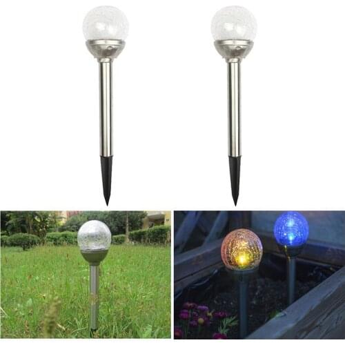 Solar Pathway LED Lights Crackle Glass Ball Outdoor Landscape Lights for Lawn Garden Patio Yard Walkway Color Changing