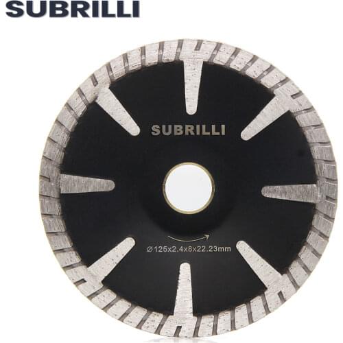 SUBRILLI 5 Inch 125MM Diamond Protection Teeth Turbo Blade Premium Diamond Concave Cutting Blade For Granite and Marble
