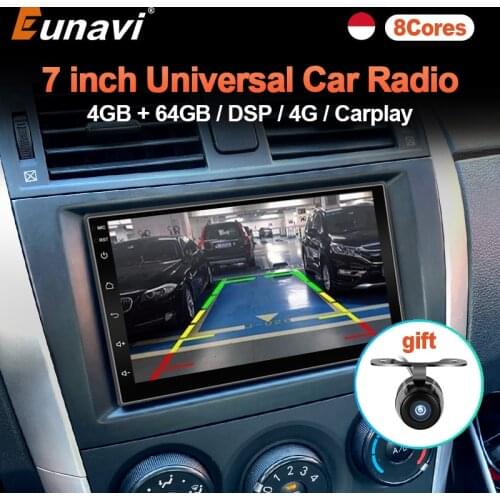 Eunavi 2 din Android 9.0 universal Car Radio stereo gps Navigation 2din headunit 1024*600 HD touch screen multimedia TDA7851 RDS