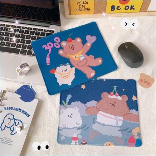 Yisuremia Kawaii Bear Antiskid Desk Mat Mouse Pad Computer Accessories Cute Rubber Mat School Office Stationery Supplies