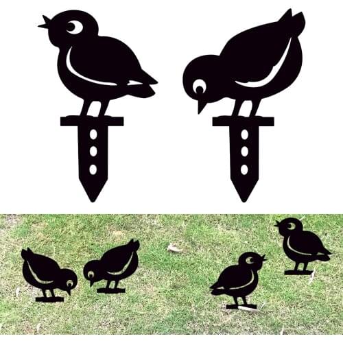 Iron Black Chick Stakes Outdoor Yard Garden Decor Yard Art Ornament Style 1