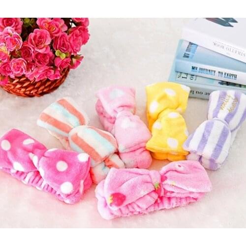 1 PCS Creative bow elastic flannel headband For Women Face Washing Hair Accessories For Girls Headband Head Wear Hair Turban