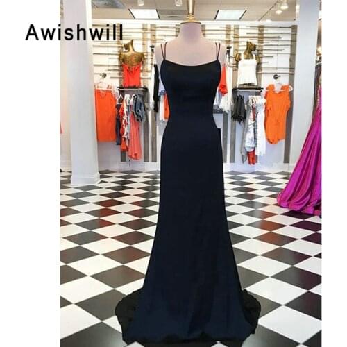 Custom Made Women Formal Party Dress Sexy Open Back Long Prom Dress 2020 Sleeveless Spaghetti Strap Special Occasion Dress
