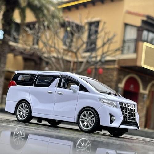 1:32 Diecast Toyotas Alpha MPV Alloy Car Model Nanny Car Hight Simulation Sound and Light Pull Back Childrens Toys Car Gift
