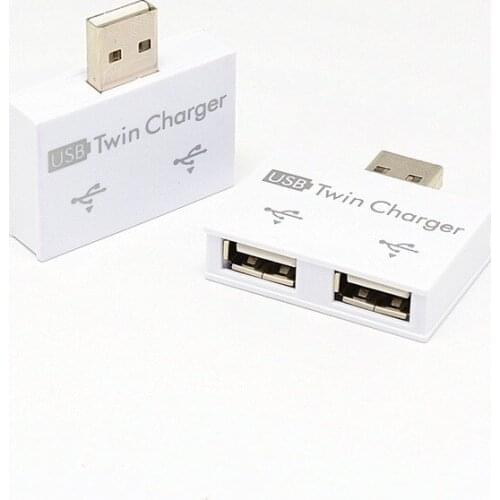 1PC Practical Portable Computer Phone ABS Mini Adapter 2 Port USB Hub Splitter Charger Extender for Phone Tablet Computer