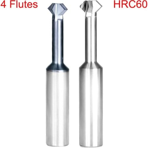 2mm 3mm 4mm 6mm OD 60 90 Degree 4 Flutes HRC60 Tungsten Carbide CNC Cutting Tool Upper Lower Double Milling Chamfering Cutter
