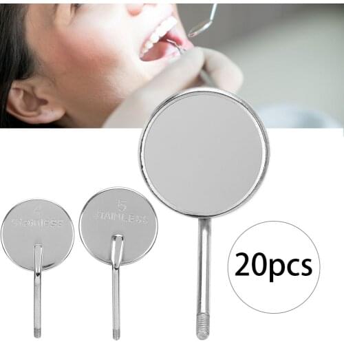 20Pcs Disposable Equipment Dental oral Material Inspection Mouth Mirror Head Stainless Steel Odontoscope Mirror Handle Accessory
