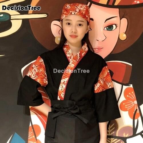 2021 half sleeve service clothing chef kimono japanese style food service uniform unisex printing sushi chef costume