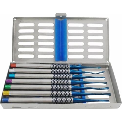 7 pcs/set Dental Tooth Extracting Tools Set Titanium Alloy Implant Instrument Dental Elevator Set Dental Extraction Root Tooth