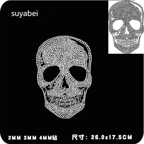 Shiny Skull strass sticker hot fix rhinestone motif designs designs iron on transfer iron on rhinestone transfer designs