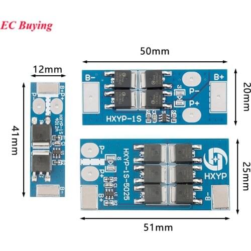 BMS 1S 3.7V 4.2V 18650 Lithium Battery Protection Board 12A 20A 25A Lion PCB Charging Voltage/Short Circuit/Overcharge Protect