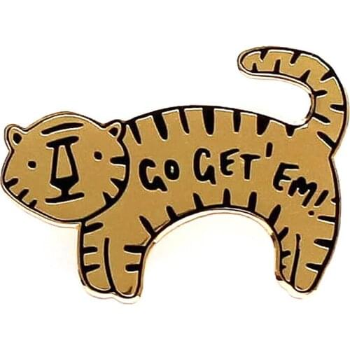 Go Get Em Tiger Lapel Pin Simple Fun Motivational Work Hard Brooch A Super Stylish Gift