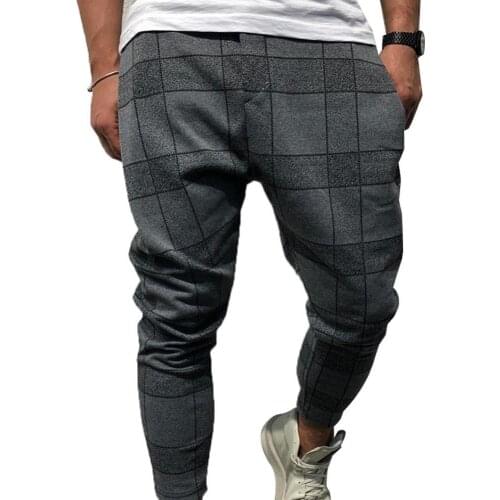 Men Pants Fashion Men 3D Plaid Print Pocket Trousers Pencil Pants Casual Sports Gym Wear Men Trousers robe Men Summer 2021