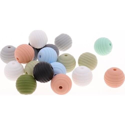 20pc Spiral Silicone Beads 15mm Chewable Teething Beads For Soothing Pacifier Clip DIY Spacer Teething Beads BPA Free