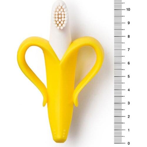 Baby Teether Toys Toddle Safe BPA Free Banana Teething Ring Silicone Chew Dental Care Toothbrush Nursing Beads Gift For Infant