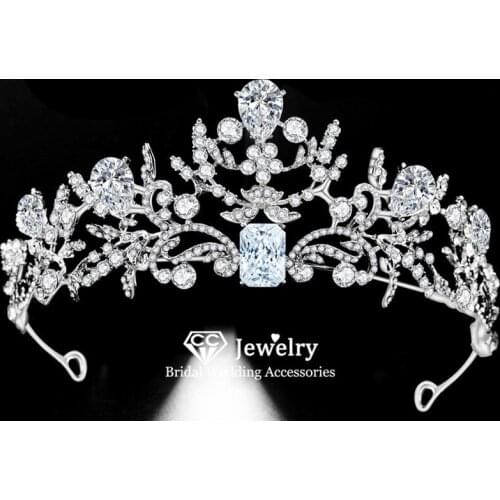 CC Tiaras and Crowns New Fashion Bridal Crown Women Wedding Hair Accessories Engagement Jewelry Water Drop Shape Headdress HS57
