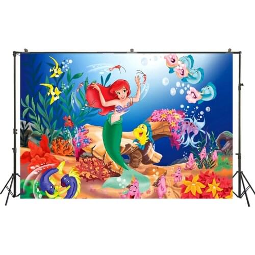HUAYI Photography Backdrops Birthday Photo Backdrop Mermaid Undersea Baby Shower Party Decor Banner Photography Background W-816
