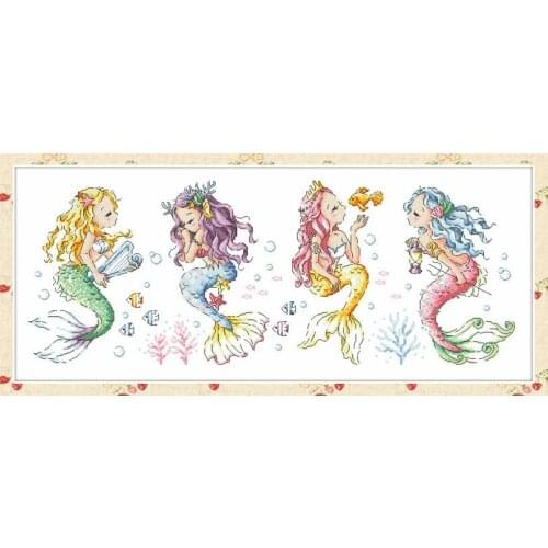 HH Cross stitch kits Lovely Counted Cross Stitch Kit Princess Mermaids Mermaid Fairytale Fairy Tale Fairyland SO