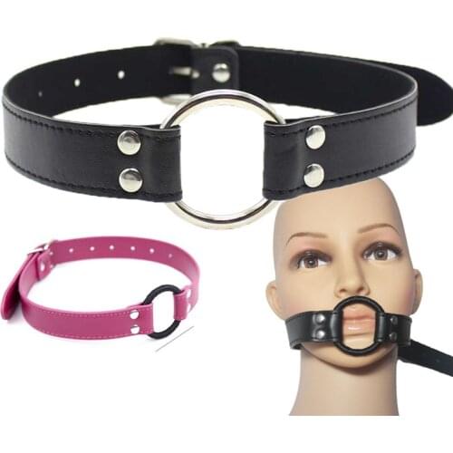 Submission O Ring Deep Throat Gag PU Leather Oral sex Fixation mouth stuffed Adult Games For Couples Flirting Sex Products Toys