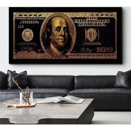 Canvas Paintings Money Poster Wall Art Pictures for Room Canvas Art Dollar Gold Morden Pictures Canvas Posters