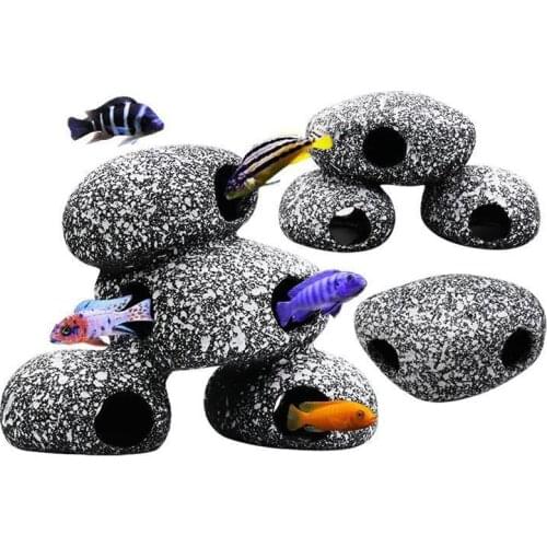 Fish and Shrimp Breeding Marbles Ceramic Rock Cichlid Stone Shelter Cave Fish Tank Pond Ornament Aquarium Landscaping Decoration