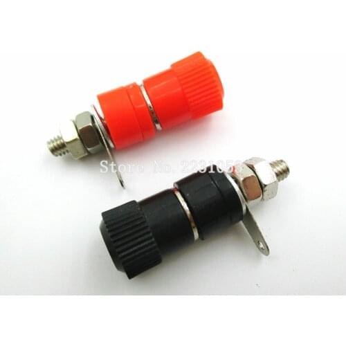 10PCS/LOT Terminal Blocks JS-910B 4mm Amplifier Terminal Connector Binding Post Banana Plug Jack Mount Black 5 Red 5