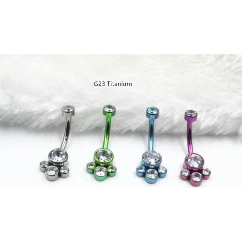 10pcs G23 Titanium Gems Navel Belly Button Rings Great Shine Woman Belly Piercing Barbell Navel Piercing Girls Body Jewelry