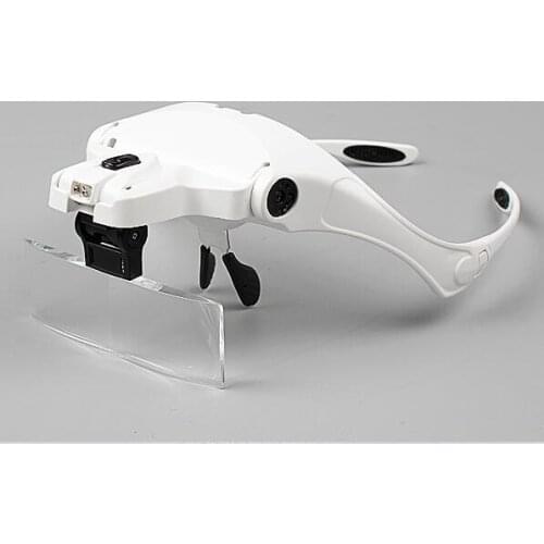 Wearing glasses magnifier with LED light elder reading magnifier maintenance inspection and appraisal with 5 lens