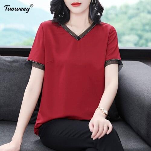 Fashion Woman Blouses 2021 short Sleeve Chiffon Women Blouse Shirt Office Lady Shirt Women Tops Blusas Red OL Blouse