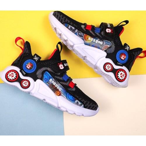 Spring Boys Girls Soft Running Shoes Black Pink Grey Casual Sneakers School Children Shoes Kids Sports Shoes