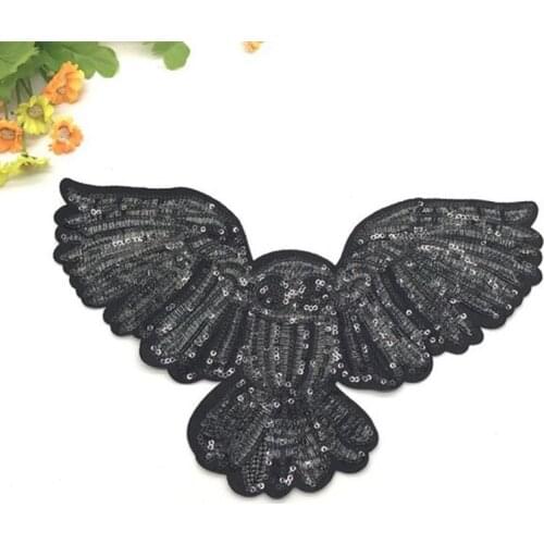 Large size Owl Sequins Sew On Patch DIY Embroidered Applique Bling Bling Owl for Decoration Clothing Accessory