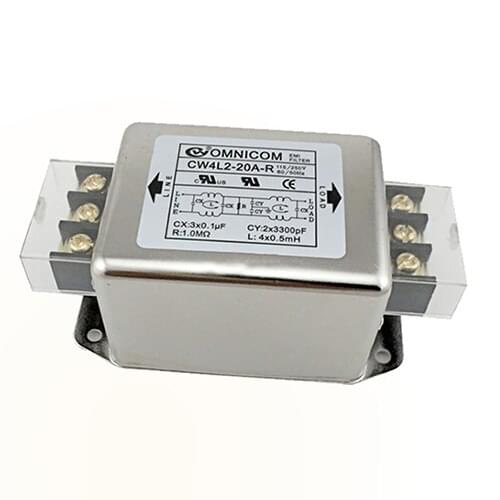 Single-phase 220V AC Power Filter Terminal Block Wiring Double-stage CW4L2-20A-R