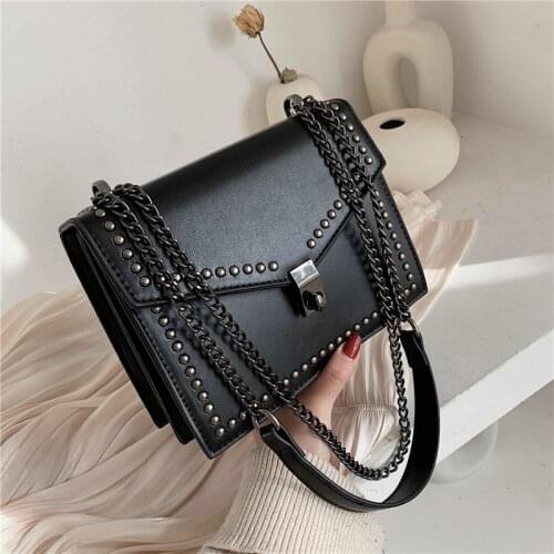 OLSITTI Scrub Leather Brand Designer Female Fashion Shoulder Simple Bags For Women 2020 Chain Rivet Luxury Crossbody Bag
