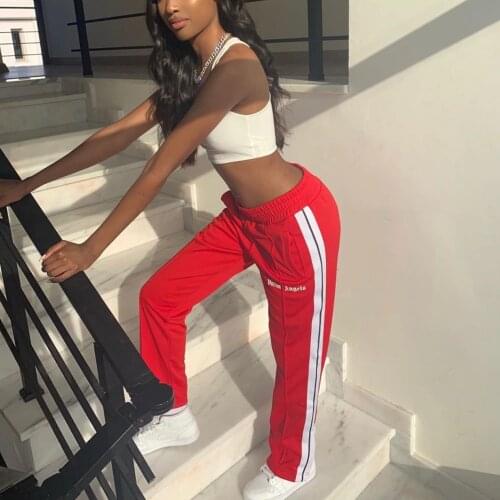 Palm Angels black and white striped side zipper campus style mens womens sports