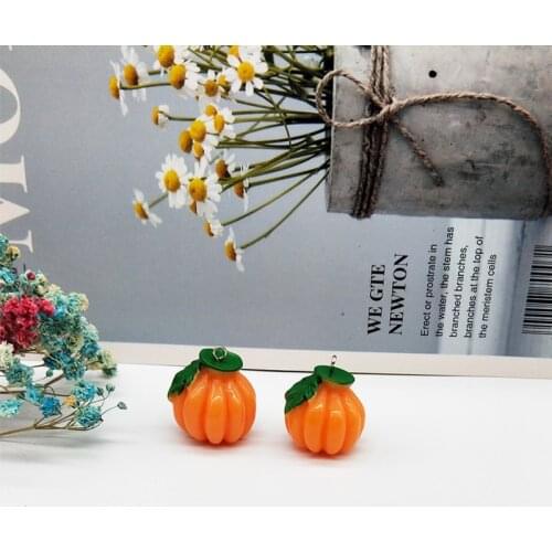 10pcs 3D Pumpkin Halloween Resin Charms Pendant Cabochon for Earring Keychain DIY Decoration Fashion Jewelry Accessories