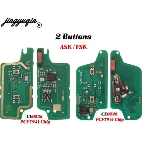 Jingyuqin ASK/FSK 2Buttons Remote Key Circuit Board for Peugeot 207 408 307 308 408 Citroen C2 C3 C4 PICASSO ID46 CE0536/ 05523