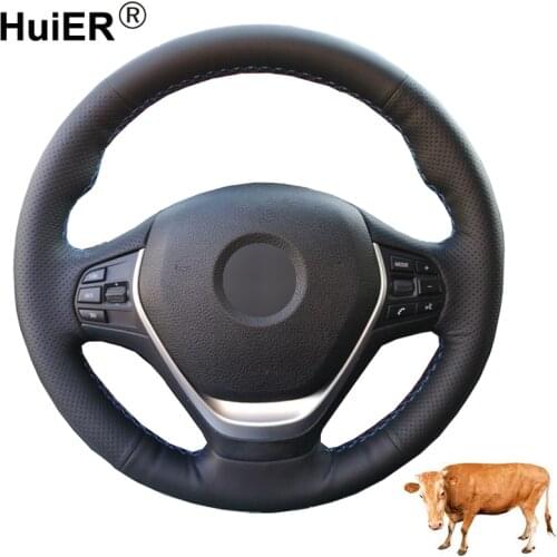 Hand Sewing Auto Car Steering Wheel Cover Top Cow Leather For BMW 316i 320i 328i 320d F20 F21 F22 F23 F30 F31 F34 F32 F33 F36