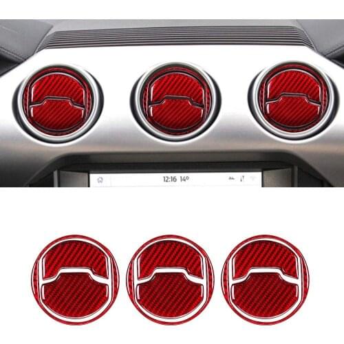 Compatible with Carbon Fiber Dashboard Centre Console Air Conditioner Vent Outlet Covers Trim for Ford Mustang 2015-2020
